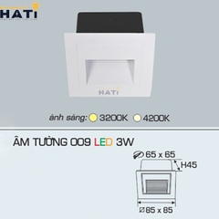 Đèn âm tường cầu thang Anfaco 009 3w màu trắng - xám