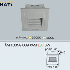 Đèn âm tường cầu thang Anfaco 009 3w màu trắng - xám