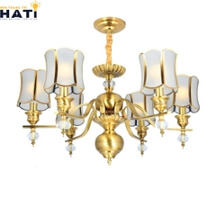 Đèn chùm đồng nguyên chất Amber 6 bóng