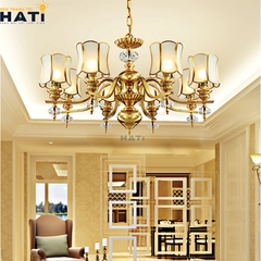 Đèn chùm đồng nguyên chất Amber 8 bóng