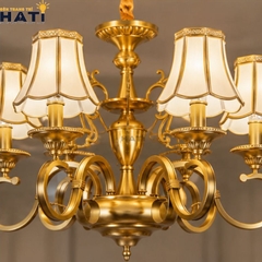 Đèn chùm đồng nguyên chất Tious 6 bóng