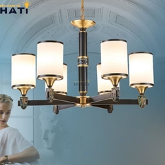 Đèn chùm Germi 6 bóng lắp đặt trong phòng khách