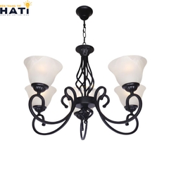 Đèn chùm tân cổ điển Thetic 5 bóng phù hợp lắp đặt cho phòng khách nhà phố và căn hộ cao cấp