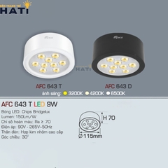 Đèn lon Anfaco AFC 643 màu trắng - đen 3w - 7w - 9w