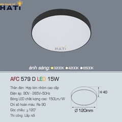 Đèn ốp nổi Anfaco tròn vỏ đen AFC 579 D 15w - 22w - 32w - 40w