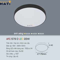 Đèn ốp nổi Anfaco tròn vỏ đen AFC 579 D 15w - 22w - 32w - 40w