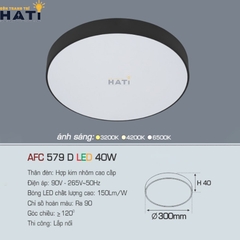 Đèn ốp nổi Anfaco tròn vỏ đen AFC 579 D 15w - 22w - 32w - 40w