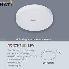 Đèn ốp nổi Anfaco tròn vỏ trắng AFC 579 T 15w - 22w - 32w - 40w