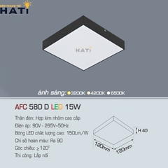 Đèn ốp nổi Anfaco vuông vỏ đen AFC 580 D 15w - 22w - 32w - 40w