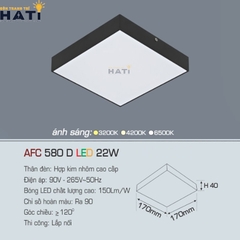 Đèn ốp nổi Anfaco vuông vỏ đen AFC 580 D 15w - 22w - 32w - 40w
