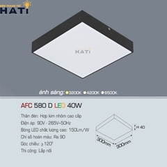 Đèn ốp nổi Anfaco vuông vỏ đen AFC 580 D 15w - 22w - 32w - 40w