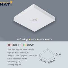 Đèn ốp nổi Anfaco vuông vỏ trắng AFC 580 T 15w - 22w - 32w - 40w