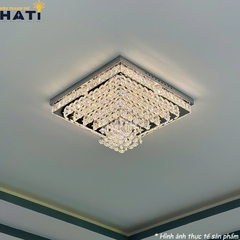 Đèn ốp trần pha lê vuông Tiffany