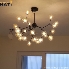 Đèn thả decor Agus 27 chao, khung đen - TDC109/27/DE