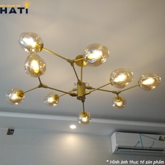 Đèn thả decor Nira 9 tay thân vàng