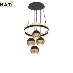 Đèn thả led vòng tròn vương miện + 4 chao tròn