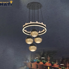 Đèn thả led vòng tròn vương miện + 4 chao tròn