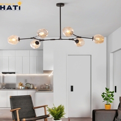 Đèn thả ngang Nira 6 tay thân đen