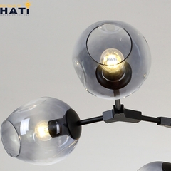 Đèn thả ngang Nira 6 tay thân đen