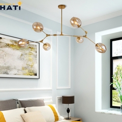Đèn thả ngang Nira 6 tay thân vàng
