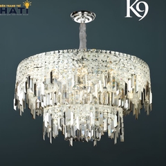 Đèn thả pha lê Evander cao cấp với các chi tiết pha lê lấp lánh, phù hợp trang trí phòng khách, bàn ăn hoặc không gian sang trọng