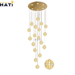 Đèn thả thông tầng Corvino mang thiết kế sang trọng và hiện đại, tạo điểm nhấn ánh sáng nổi bật cho không gian thông tầng.