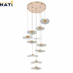 Đèn thả thông tầng Elvano sở hữu kiểu dáng hiện đại cùng hiệu ứng ánh sáng lung linh, phù hợp lắp đặt tại cầu thang, giếng trời hoặc sảnh nhà cao cấp