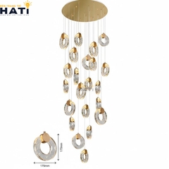 Đèn thả thông tầng Orvino mang phong cách hiện đại đẳng cấp, phù hợp lắp đặt tại sảnh nhà, cầu thang hoặc không gian thông tầng giúp tổng thể nội thất trở nên nổi bật và thu hút.