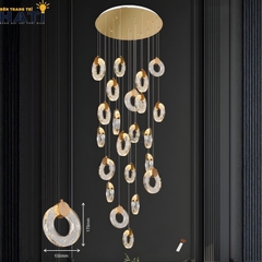 Đèn thả thông tầng Orvino mang phong cách hiện đại đẳng cấp, phù hợp lắp đặt tại sảnh nhà, cầu thang hoặc không gian thông tầng giúp tổng thể nội thất trở nên nổi bật và thu hút.