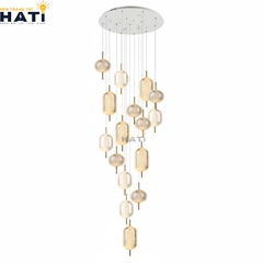 Đèn thả thông tầng Orvino mang phong cách hiện đại đẳng cấp, phù hợp lắp đặt tại sảnh nhà, cầu thang hoặc không gian thông tầng giúp tổng thể nội thất trở nên nổi bật và thu hút.