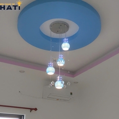 Đèn thả 4 chao thủy tinh xanh dương