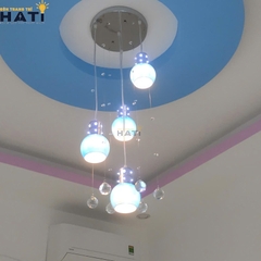 Đèn thả 4 chao thủy tinh xanh dương