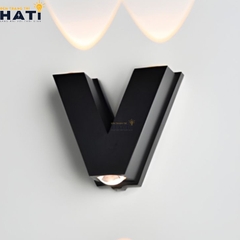 Đèn tường ngoài trời hiện đại Asheron màu đen