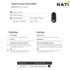 Khoá cửa kính Locker Adel US12-LB59B