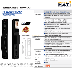Khóa thông minh Hyundai cửa gỗ HY-SLA807F Black