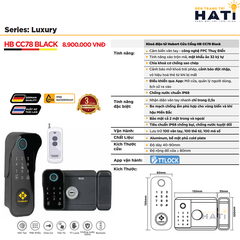 Khóa vân tay Hubert cửa cổng CC78 BLACK