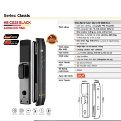 Khóa vân tay Hubert cửa gỗ CG25 BLACK