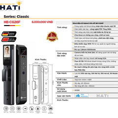 Khóa vân tay Hubert cửa gỗ CG26F