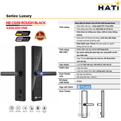 Khóa vân tay Hubert cửa gỗ CG59 ROUGH BLACK