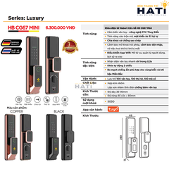 Khóa vân tay Hubert cửa gỗ CG67 MINI