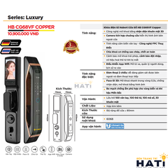 Khóa vân tay Hubert cửa gỗ CG68VF COPPER