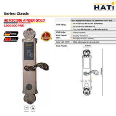 Khóa vân tay Hubert cửa khách sạn KSCG86 AMBER GOLD