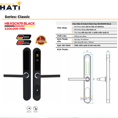 Khóa vân tay Hubert cửa khách sạn KSCN79 BLACK