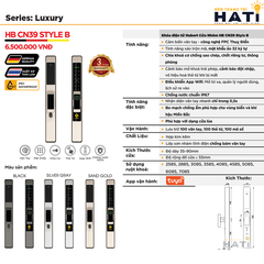 Khóa vân tay Hubert cửa nhôm CN39 STYLE B
