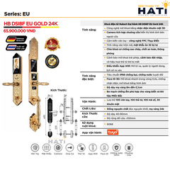 Khóa vân tay Hubert đại sảnh DSI8F EU GOLD 24K
