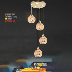 Đèn thả pha lê 4 chao hình tròn