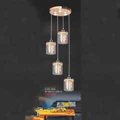 Đèn thả 4 led chao 2 lớp, họa tiết bánh răng