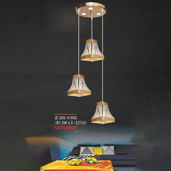 Đèn thả 3 hình chóp cụt tứ giác