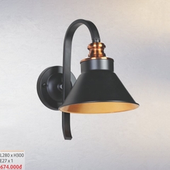Đèn tường café chao chụp đen lòng vàng