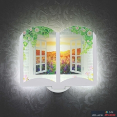 Đèn tường led cuốn sách họa tiết khung cửa sổ
